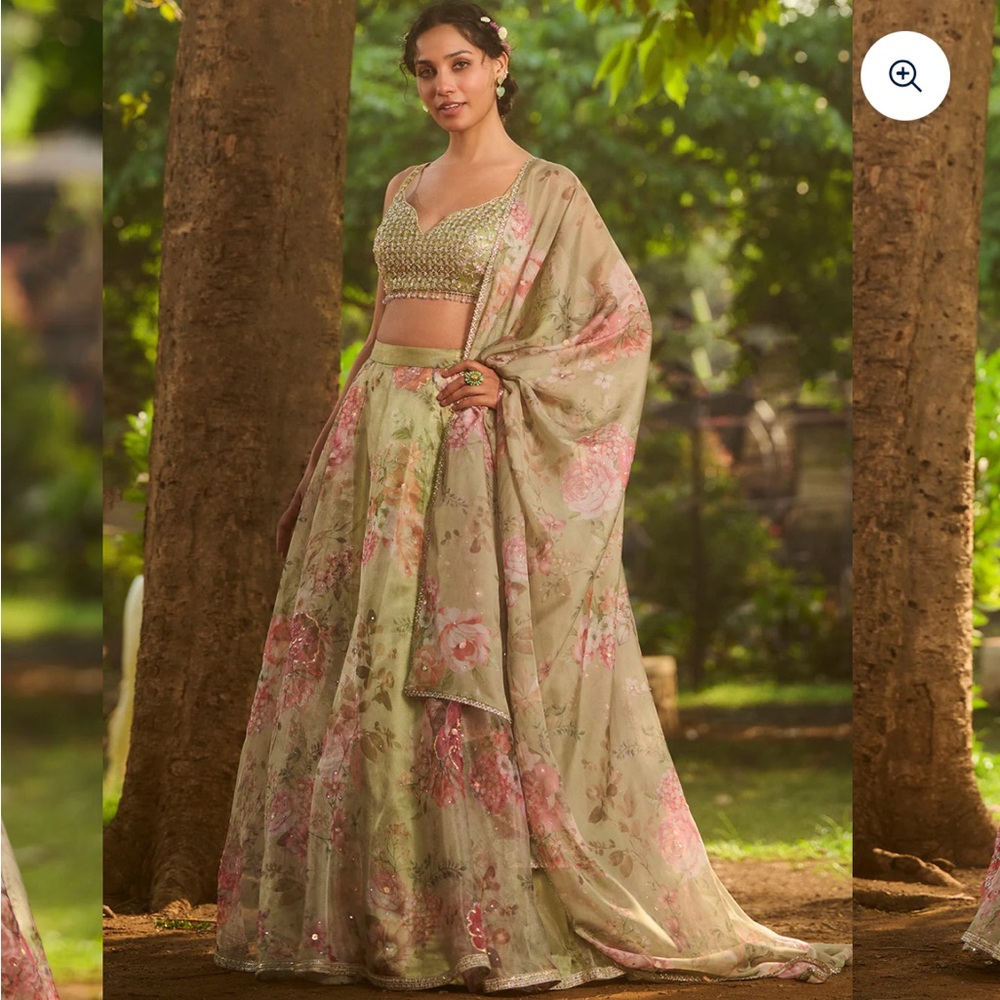 Green Floral Lehenga Lashkaraa